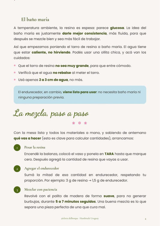 Cómo trabajar la resina · Manual digital