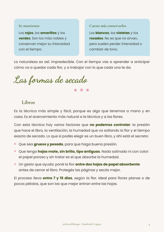 Cómo secar tus flores · Manual digital